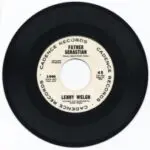 A black and white record of the label for lenny welch 's father sebastian.