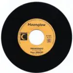 A black and yellow record with the word " meonglow ".