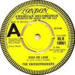 A yellow and black label of the single high on love